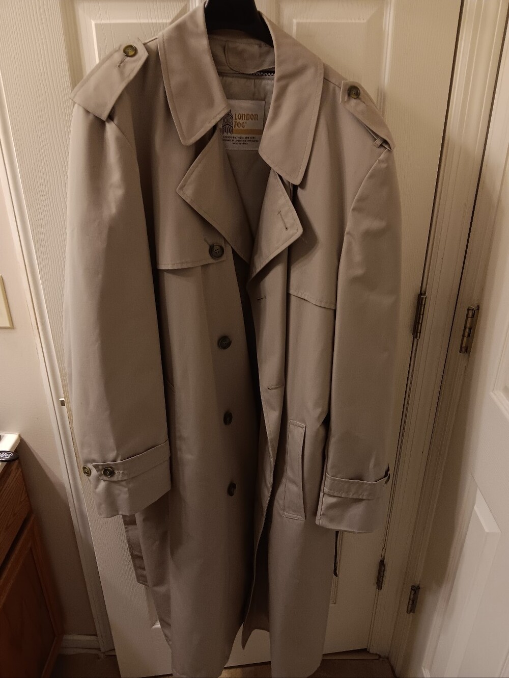London Fog TanColor Double Breasted Trench/Rain/Overcoat Preowned Men's 46 Long
